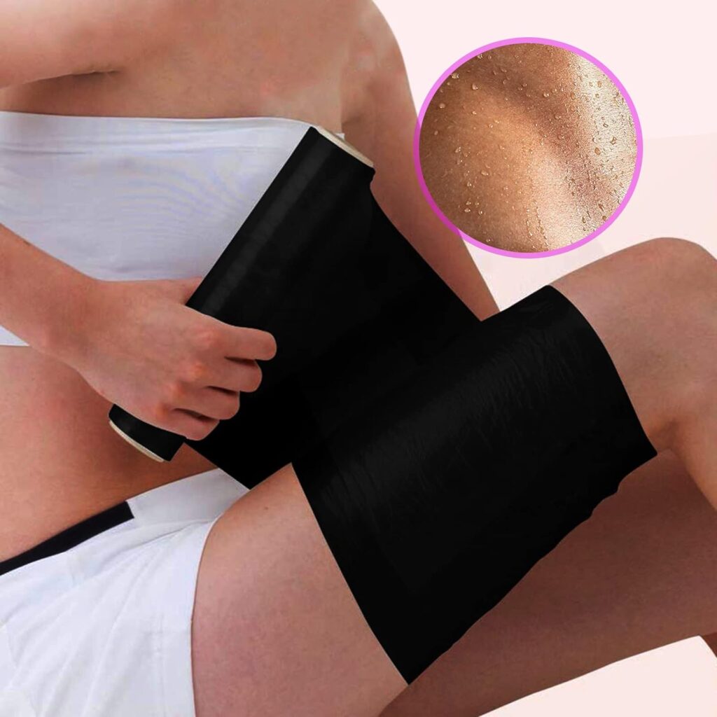 Osmotic Plastic Body Wrap, Stomach/Waist Wraps for Weight Loss, Workout and Sweat Enhancer Stomach Reduces Cellulite Wraps Film Body Effect Applicator Cellulite Power Wrap (Black)