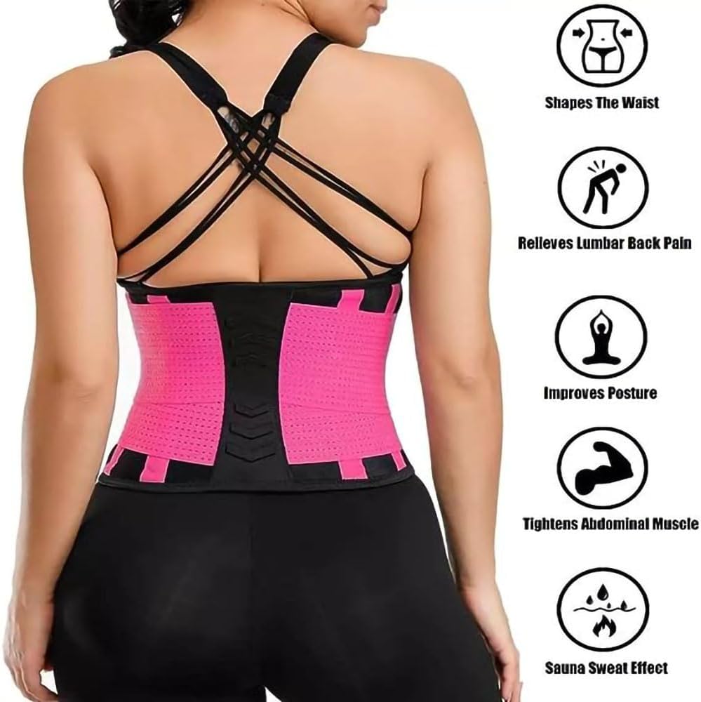 Xspring Waist Trainer for Women, Waist Trainer Belt with Hard Support, Waist Support Belt with Adjustable Extra Elastic Straps, Workout Slimming Belt with Sauna Effect for Women size S