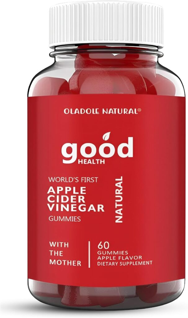 Oladole Apple Cider Vinegar Gummies with Mother - 60 Gummies | Delicious ACV Supplement for Weight Management, Digestion, Detox, Immune Health | Enriched with Vitamin B12, B9, Pomegranate, Beetroot