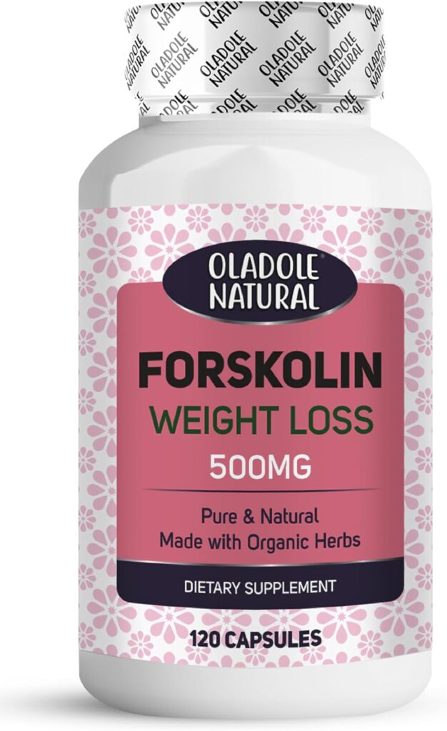 Oladole Natural Forskolin Weight Loss - 500mg (120 Capsules) | Pure Forskolin Extract for Weight Management, Premium Herbal supplement for Digestion Booster, Heart Health | Non-GMO, Gluten-Free