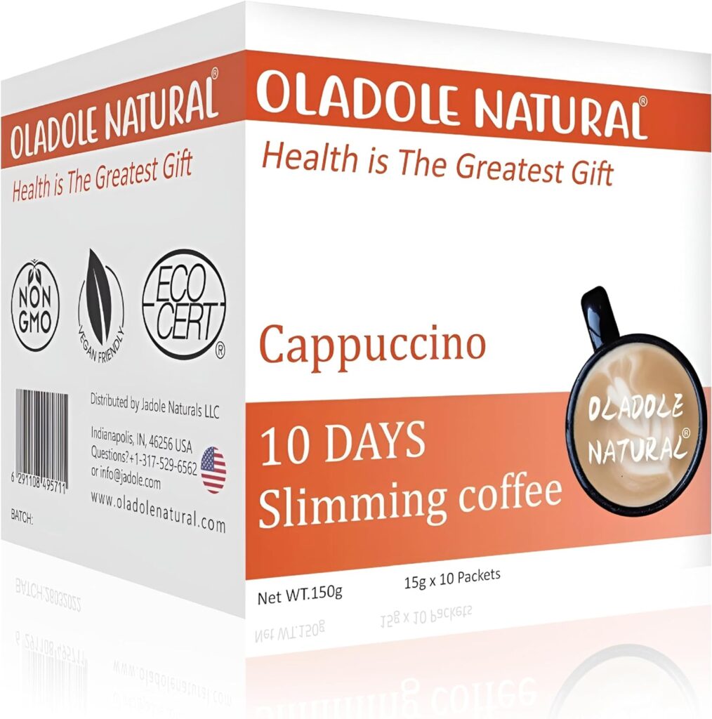 Oladole Natural Slimming Coffee Cappuccino (15g x 10 packets) for Weight Management with Super Ingredients Acai Berry, Raspberry Ketone, Garcinia Cambogia, African Mango, Green Coffee  Tea Extract