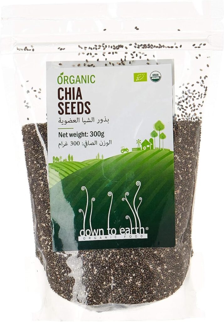 Organic Chia Seeds For Weight Loss By Down To Earth Foods, 100% Organic, Improves Digestive Health, Natural Black Chia seeds - 300 gms