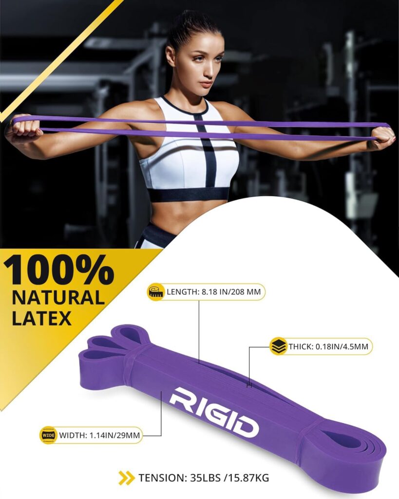 RIGID FITNESS Single Resistance Band - Heavy Duty Rubber Band with Strong Resistance, Pull-Up Assistance Band, Stretching Workout, Bodybuilding, Home Exercise Band