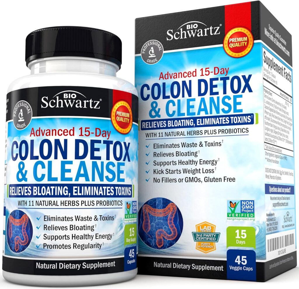 BioSchwartz 15-Day Fast Acting Colon Detox  Cleanser, Extra Strength Formula, 45 Veggie Caps