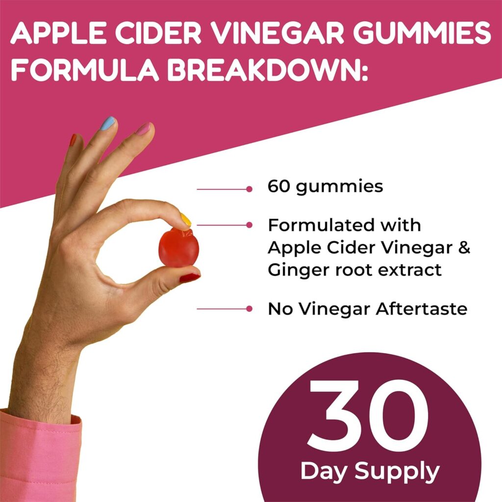 Lilfull Apple Cider Vinegar 1000mg 60 Vegan Gummies with Ginger Root Extract | Weight Management, Digestive Health, Detox  Cleansing, Immune Support, and Metabolism Boost | Non-GMO, Gluten-Free