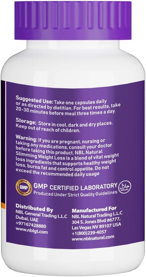 NBL NATURAL Weight Loss Diet Pills, Non-Prescription Weight Loss Aid, Powerful Fat Burning and Appetite Suppression - Excellent for Keto Diet 60 Capsules
