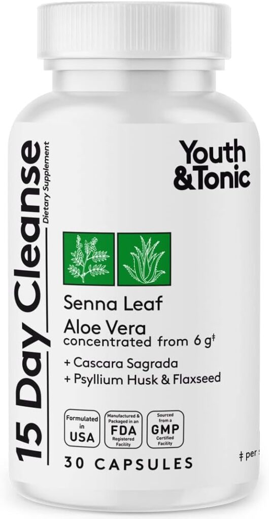Youth  Tonic 15 Day Colon Cleanser  Detox for Waste Loss to Feel Lighter or Break The Plateau | Natural Cleanse Pills for Belly Bloat for Men  Women | 30 caps