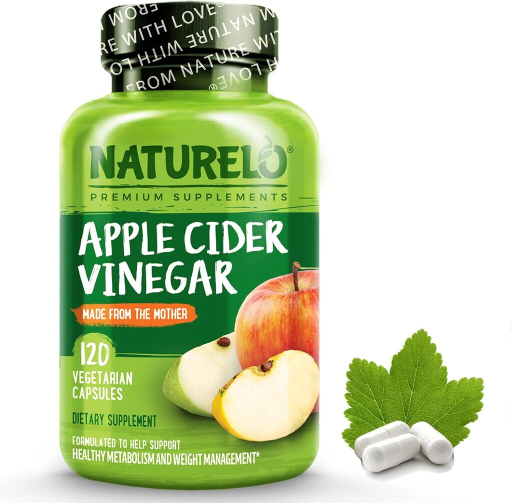 NATURELO Apple Cider Vinegar Capsules - Natural ACV with Mother Supplement for Men  Women for Detox, Cleanse and Weight Management - 120 Vegan Capsules