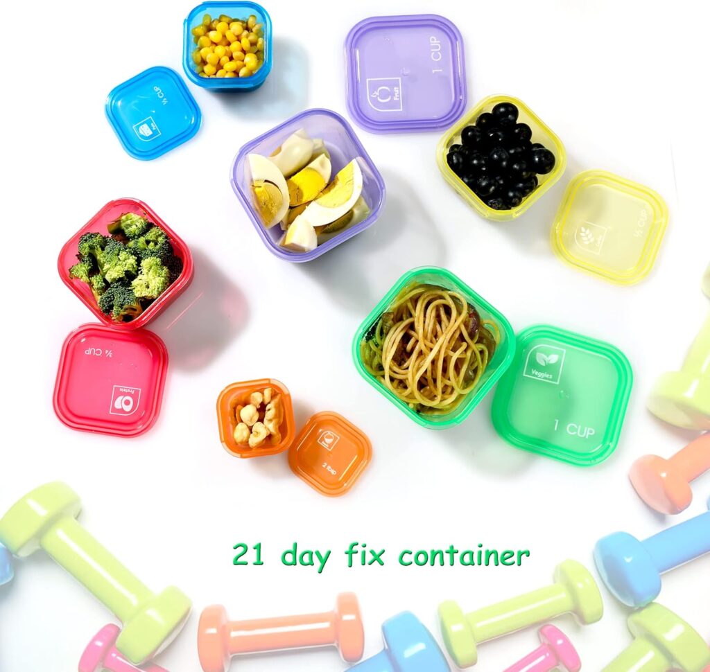 BHYTAKI Portion Control Containers, Double Set (14 Pieces) 21 Day Fix Container and Food Plan, 21 Day Food Portion Containers for Weight Loss with Tally Chart and Food Plan
