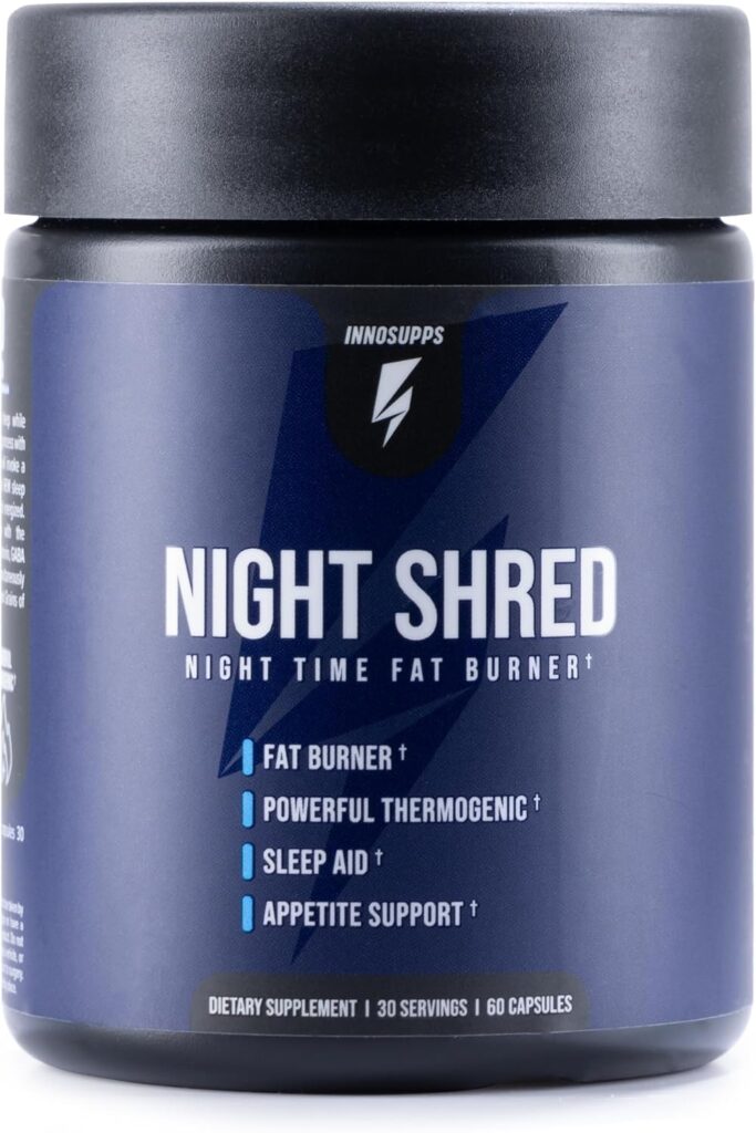 InnoSupps Inno Supps Night Shred - Night Time Fat Burner and Natural Sleep Support - Appee Suppressant and Weight Loss Support (60 Vegetarian Capsules)